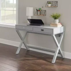 Gray 2-Drawer X-Frame Desk