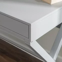 Gray 2-Drawer X-Frame Desk