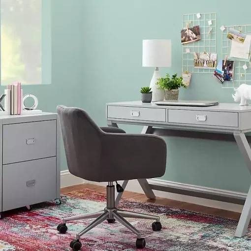 Gray 2-Drawer X-Frame Desk