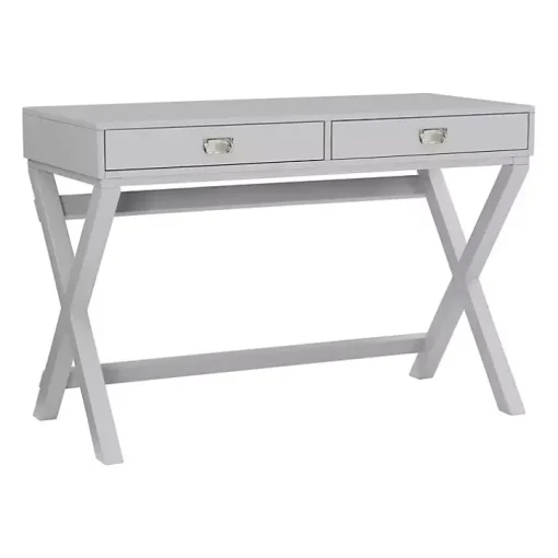 Gray 2-Drawer X-Frame Desk