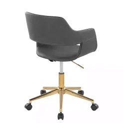 Gray Faux Leather & Gold Marshall Office Chair