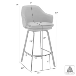 Gray Faux Leather Brigden Swivel Counter Stool