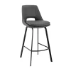 Gray Faux Leather Carise Swivel Counter Stool