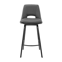 Gray Faux Leather Carise Swivel Counter Stool