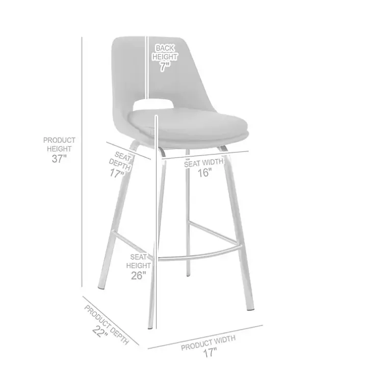 Gray Faux Leather Carise Swivel Counter Stool