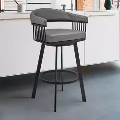 Gray Faux Leather Chelsea Swivel Bar Stool