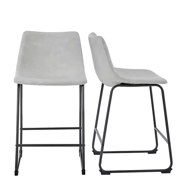 Gray Faux Leather Counter Stools, Set of 2