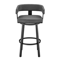 Gray Faux Leather Lorin Swivel Counter Stool