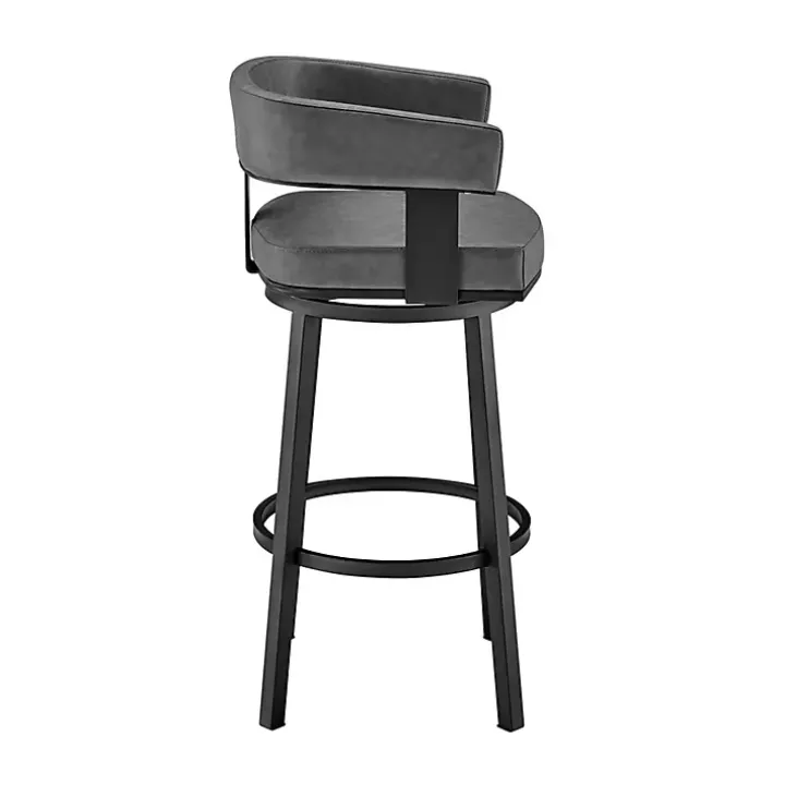 Gray Faux Leather Lorin Swivel Counter Stool