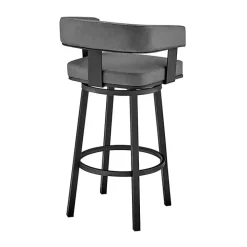Gray Faux Leather Lorin Swivel Counter Stool