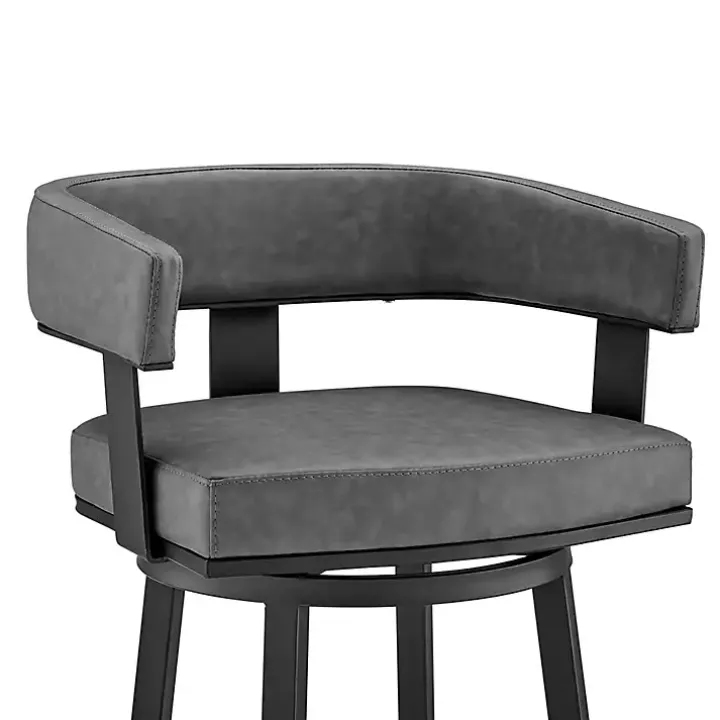 Gray Faux Leather Lorin Swivel Counter Stool