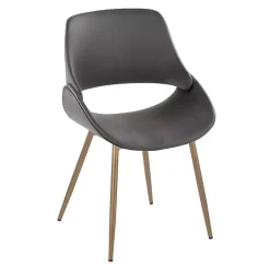 Gray Faux Leather Scooped Accent Chairs, Set of 2