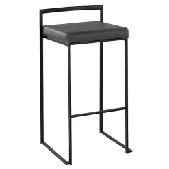 Gray Faux Leather Stackable Bar Stools, Set of 2