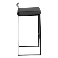 Gray Faux Leather Stackable Bar Stools, Set of 2