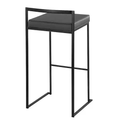 Gray Faux Leather Stackable Bar Stools, Set of 2