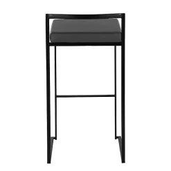 Gray Faux Leather Stackable Bar Stools, Set of 2