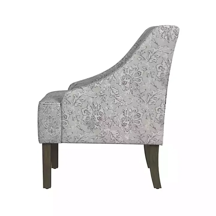 Gray Floral Swoop Accent Chair