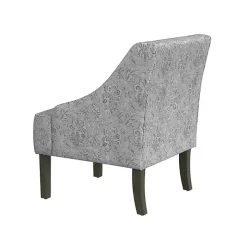 Gray Floral Swoop Accent Chair