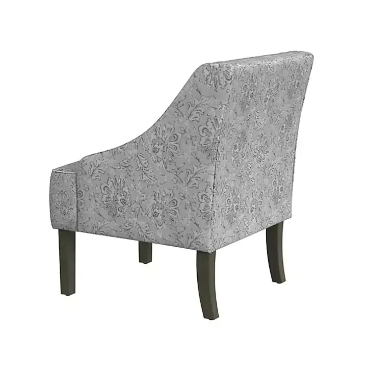 Gray Floral Swoop Accent Chair