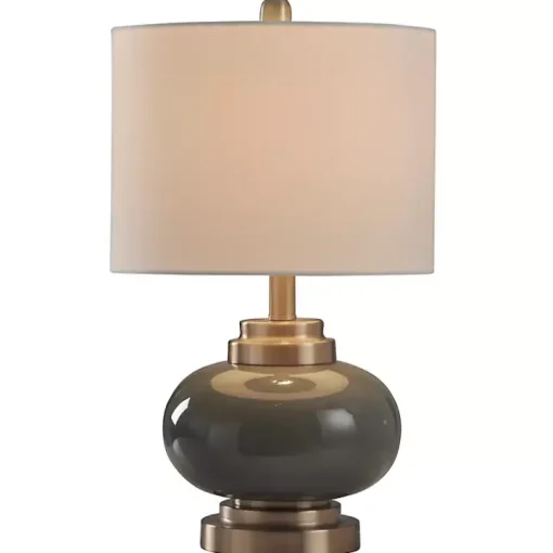 Gray Glass and Copper Metal Table Lamp