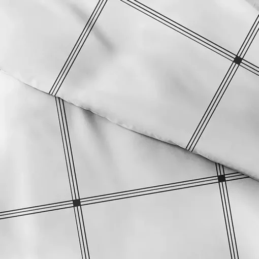 Gray Grid Plaid 2-pc. Micro Twin Duvet Cover Set