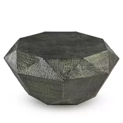 Gray Hand-Stamped Iron Octagonal Coffee Table