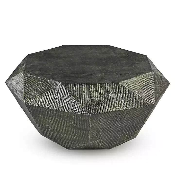 Gray Hand-Stamped Iron Octagonal Coffee Table