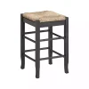Gray Handwoven Square Wooden Counter Stool