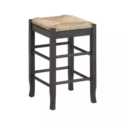 Gray Handwoven Square Wooden Counter Stool