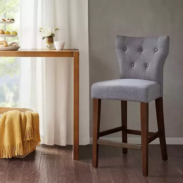 Gray Harrison Tufted Counter Stool