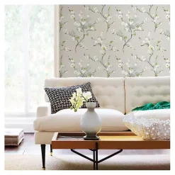 Gray Japanese Blossom Peel & Stick Wallpaper
