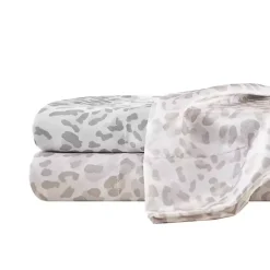 Gray Leopard Print Satin 4-pc. King Sheet Set