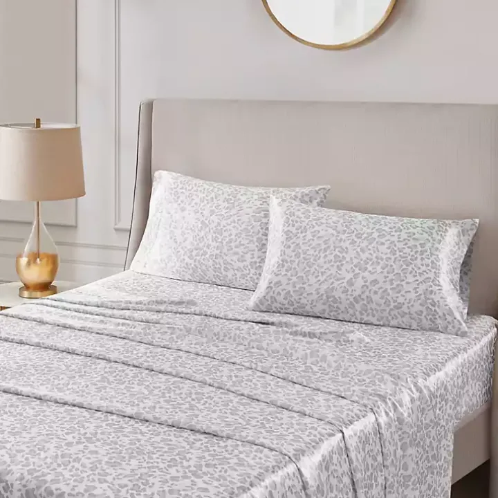 Gray Leopard Satin Standard 2-pc. Pillow Case Set