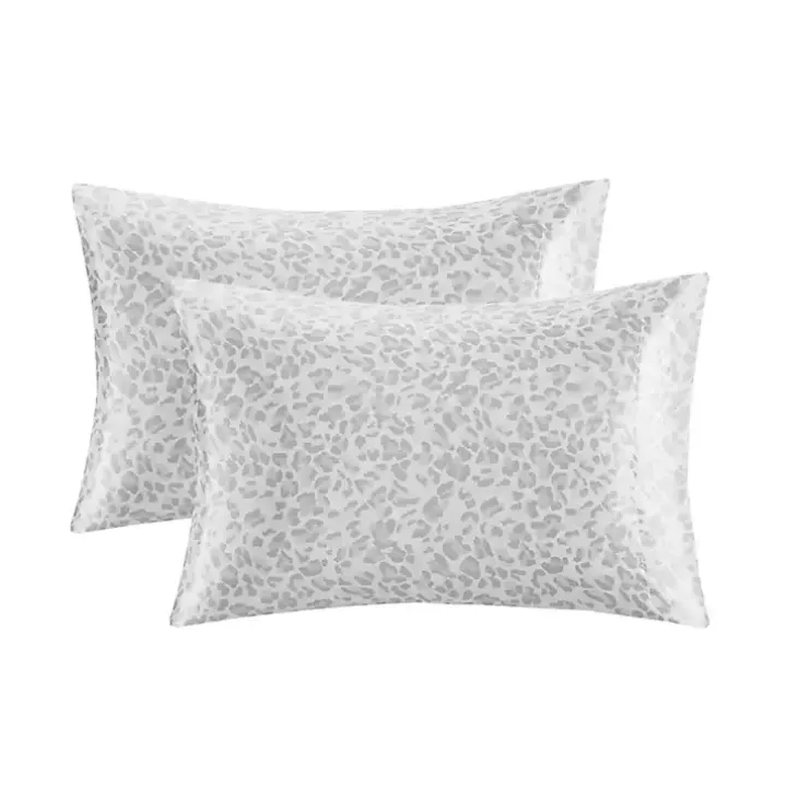 Gray Leopard Satin Standard 2-pc. Pillow Case Set