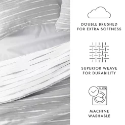 Gray Linear Reversible 3-pc. Queen Quilt Set