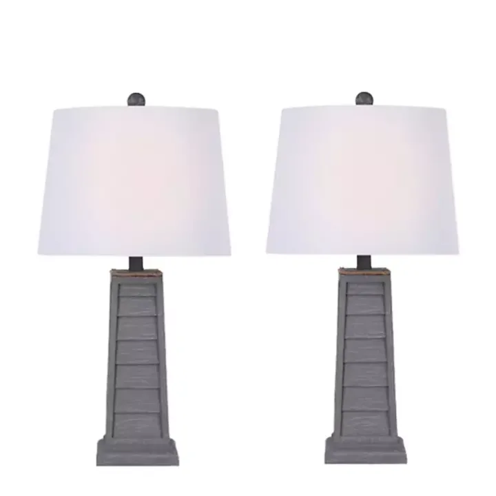 Gray Louvered Shutter Table Lamps, Set of 2