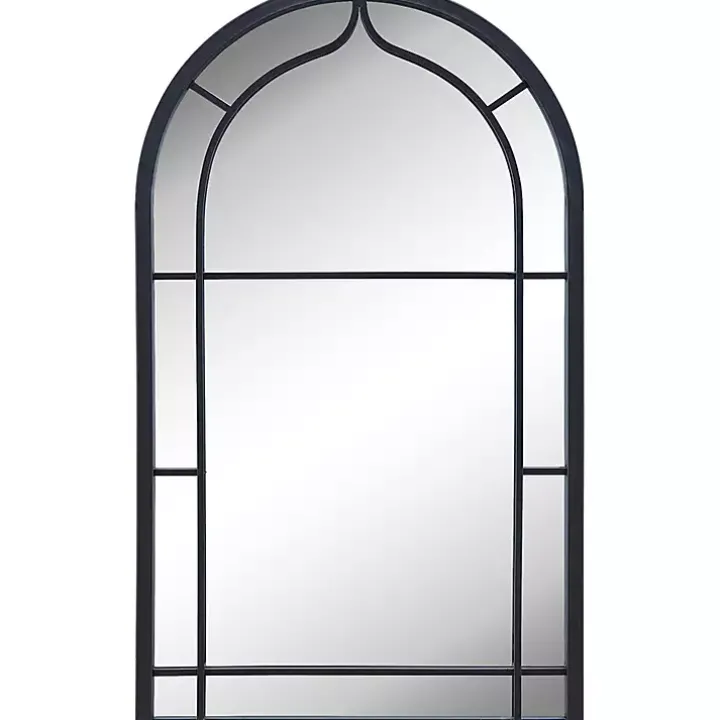 Gray Metal Arched Mirror