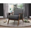 Gray Mid-Century Hazel Wood Frame Accent Chair