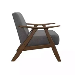 Gray Mid-Century Hazel Wood Frame Accent Chair
