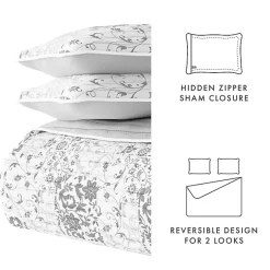 Gray Patchwork Reversible 3-pc. King Quilt Set