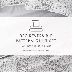 Gray Patchwork Reversible 2-pc. Twin Quilt Set