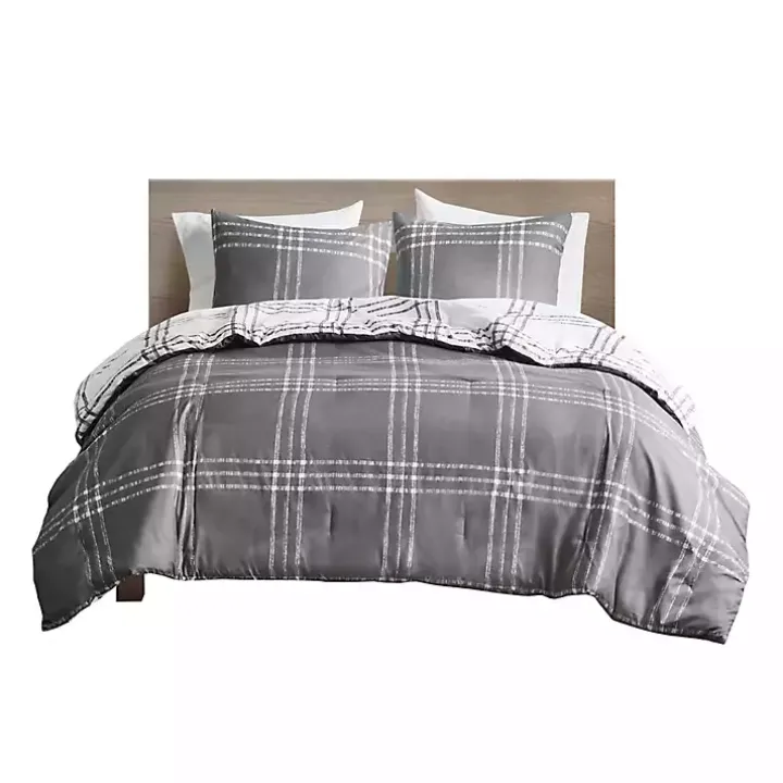 Gray Plaid Dayton 3-pc. King Comforter Set