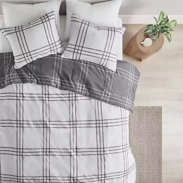 Gray Plaid Dayton 3-pc. King Comforter Set