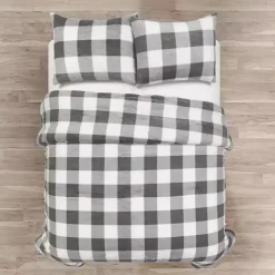 Gray Plaid Faux Fur 3-pc. Full/Queen Comforter Set