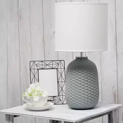 Gray Purled Ceramic Table Lamp