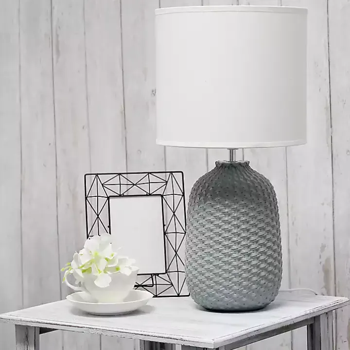 Gray Purled Ceramic Table Lamp
