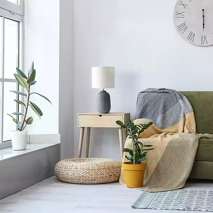 Gray Purled Ceramic Table Lamp