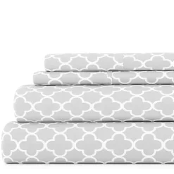 Gray Quatrefoil 4-pc. California King Sheet Set