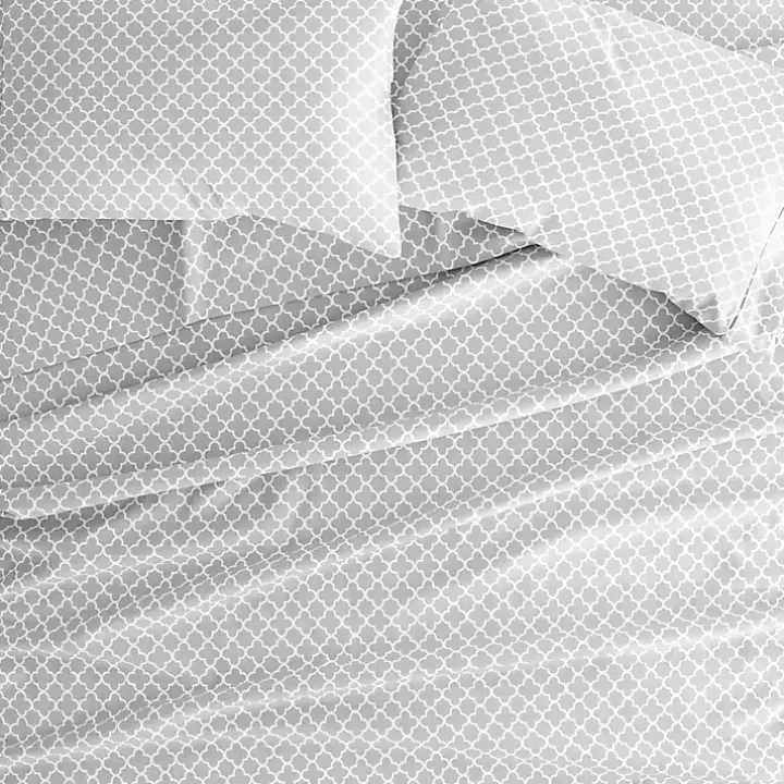 Gray Quatrefoil 4-pc. King Sheet Set