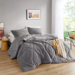 Gray Quilted Teddy 2-pc. Twin Comforter Set